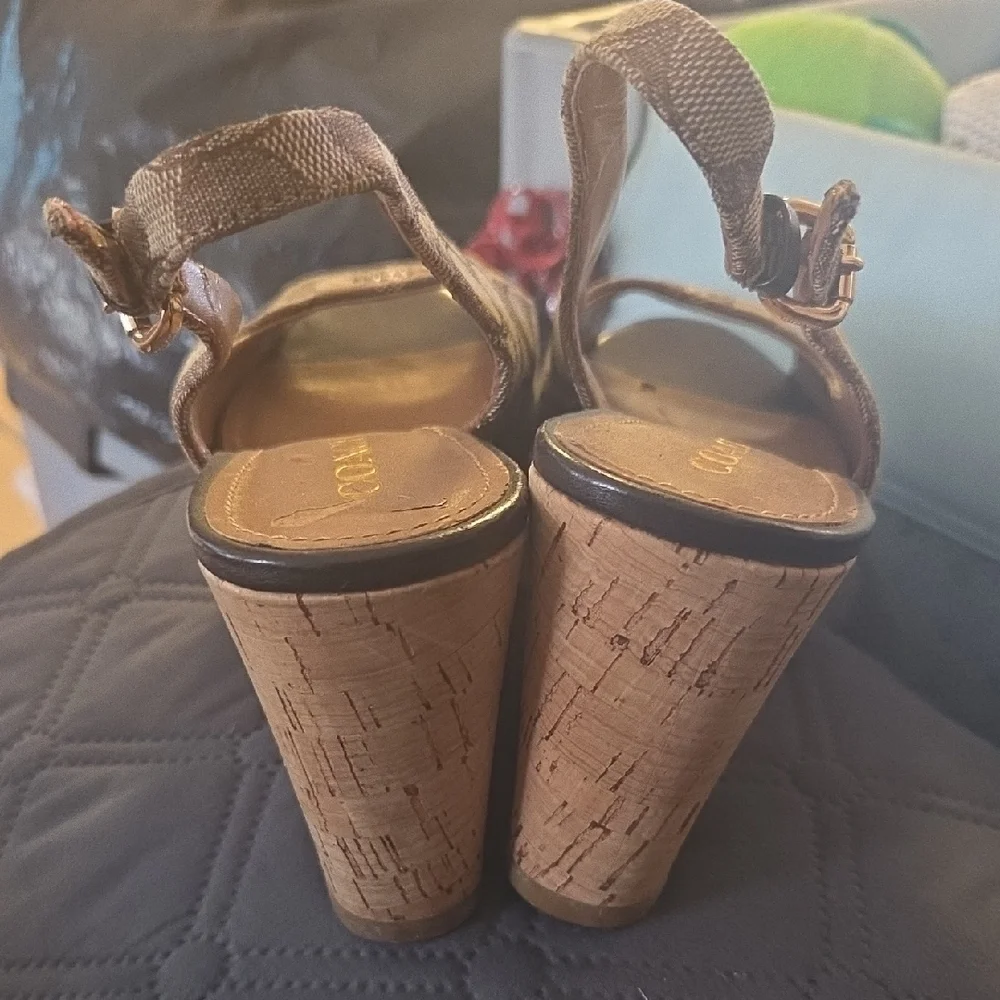 Coach Women's Tan Patterned Wedges - Picture 3 of 6